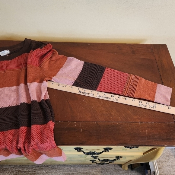 Market & Spruce Wide Stripe Crew Neck Sweater Size Small - Picture 4 of 9